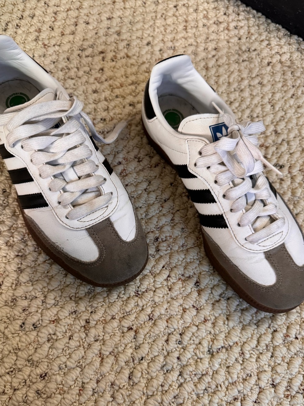 OG Adidas Samba Vegan White & Black Classic Trainer with Brown Suede Toe
